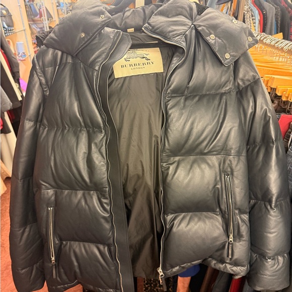 Burberry Detachable Sleeve Hooded Puffer Jacket- Lamb Leather - Picture 16 of 16